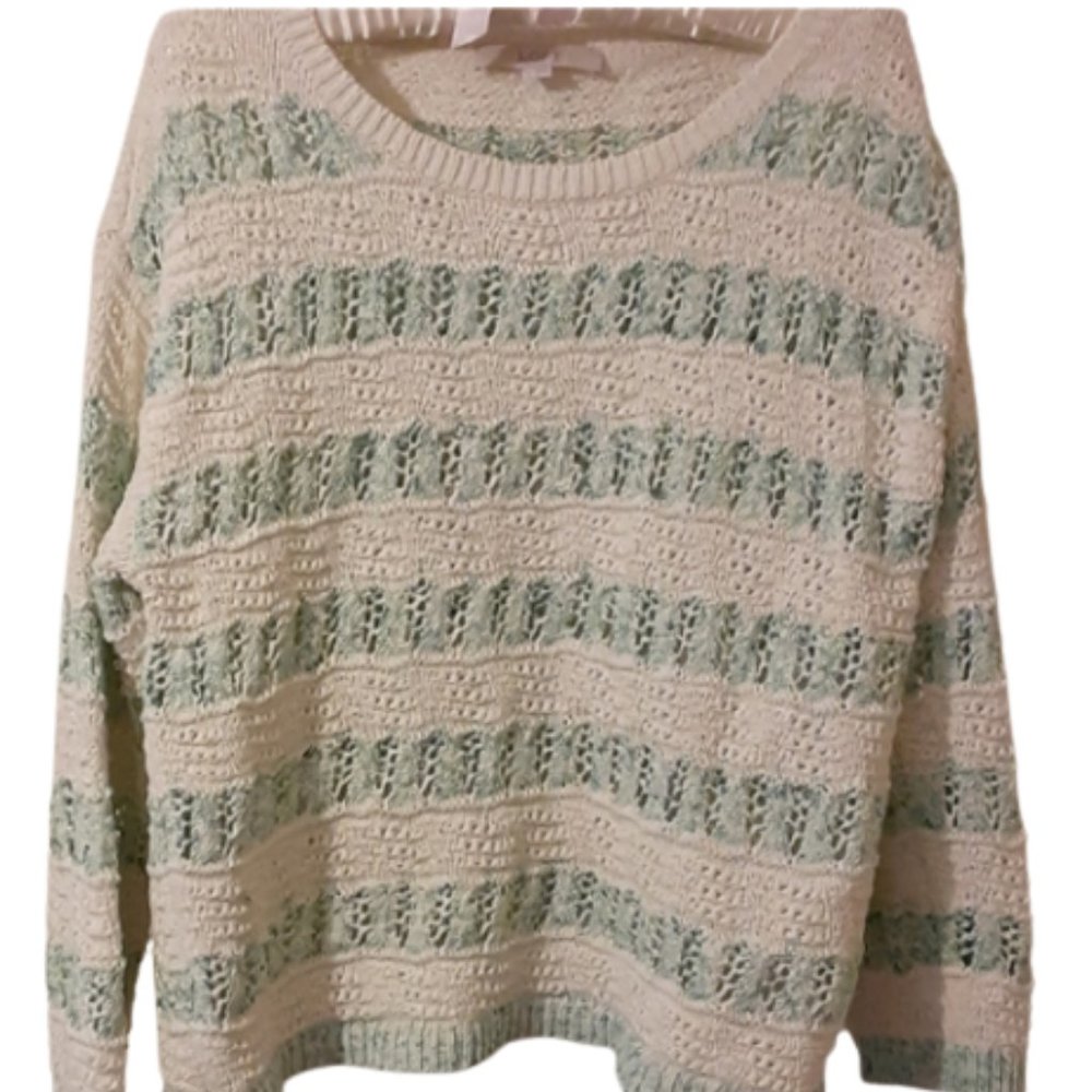 Loft women’s open weave sweater size L EUC